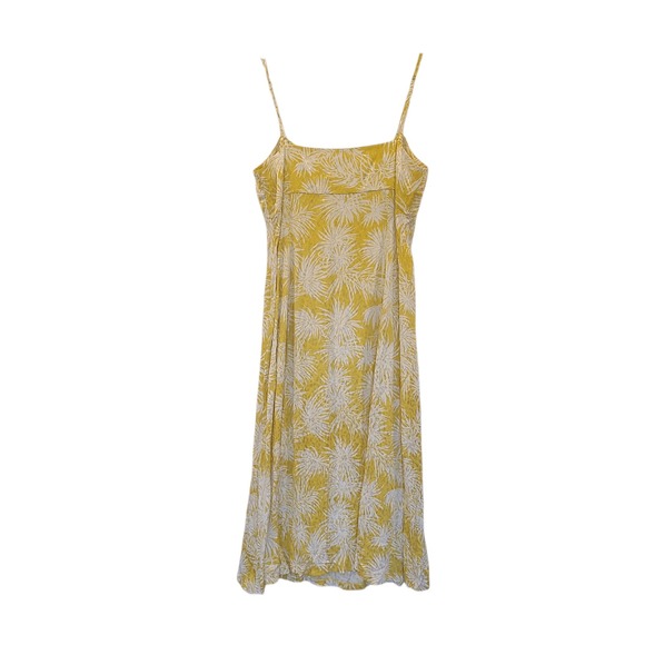 Rebecca Taylor Yellow Palm Print Midi Dress Spaghetti Strap Summer Size 16 - Picture 2 of 6